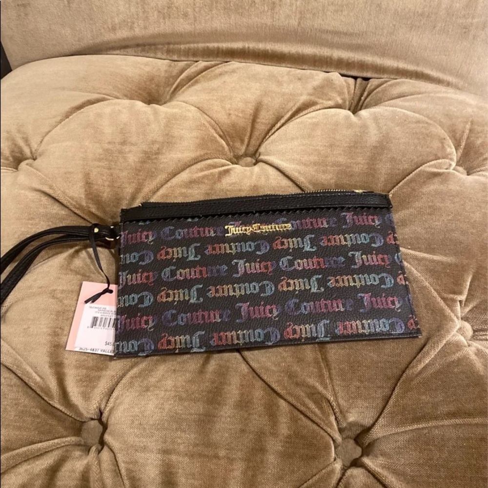 Rainbow Black it’s a man’s world clutch/wristlet Juicy couture NWT